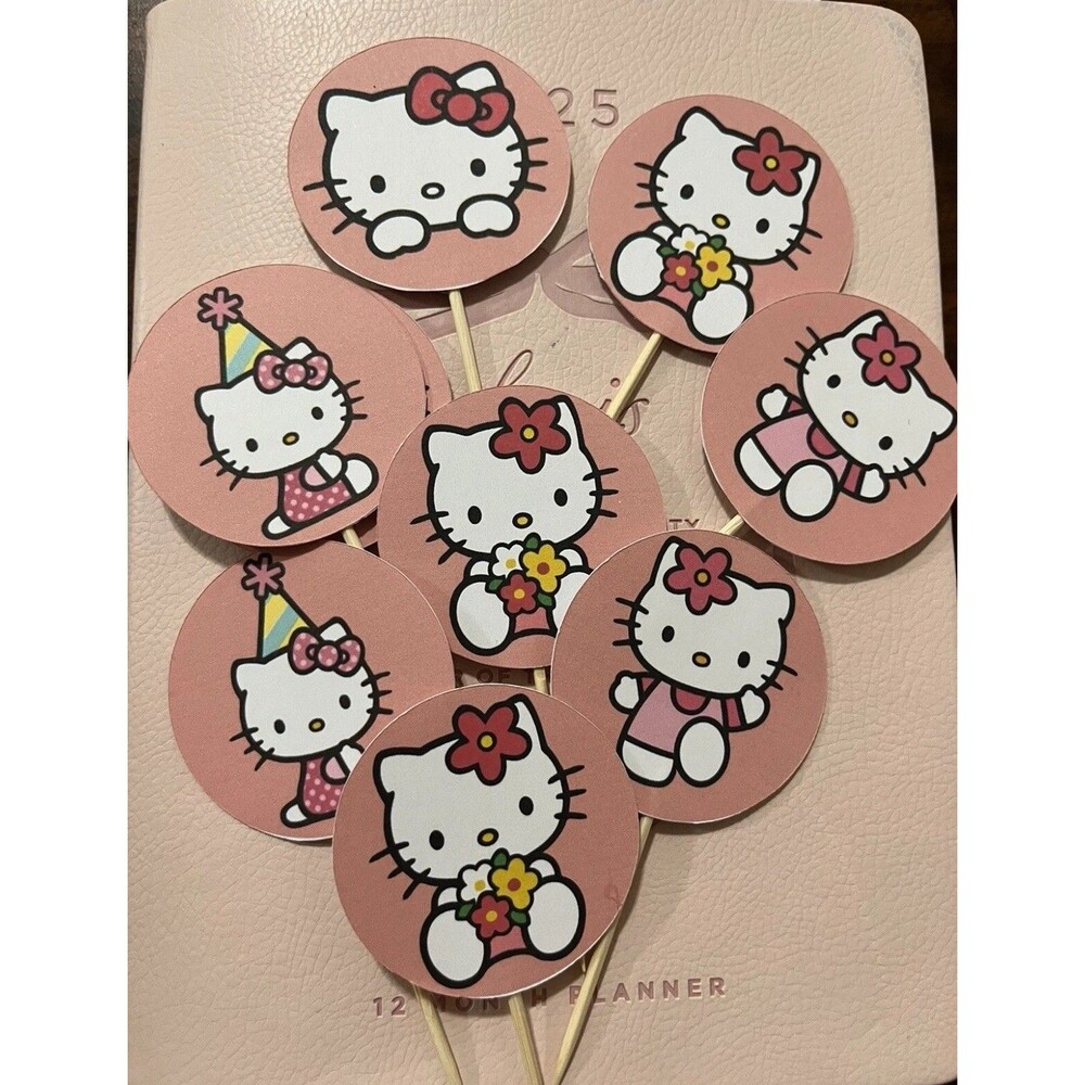 Hello Kitty Sanrio Cupcake Toppers Set Of 12 Cute Birthday